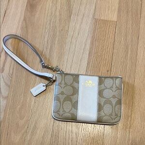 Coach Beige Wristlet with Signature Pattern